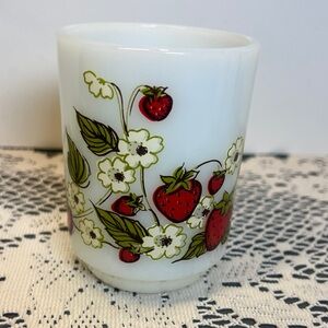 Strawberry Breakfast Anchor Hocking Strawberries Mug and OMC Strawberry Juice